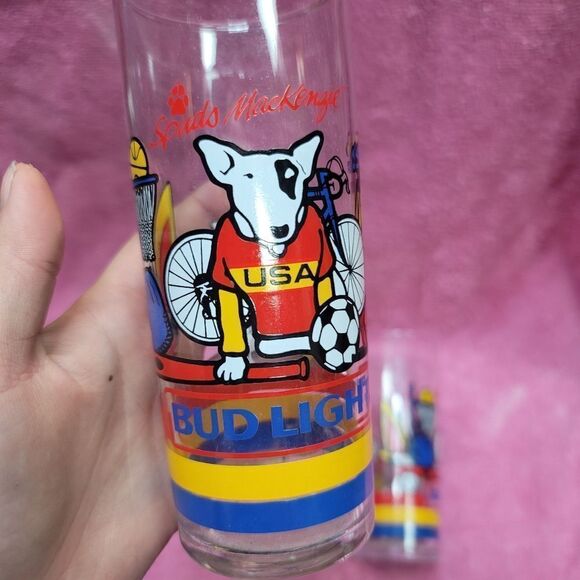 Vintage 1988 Spuds Makenzie Bud Light glass set (3) Anheuser-Busch collectible - Picture 7 of 10
